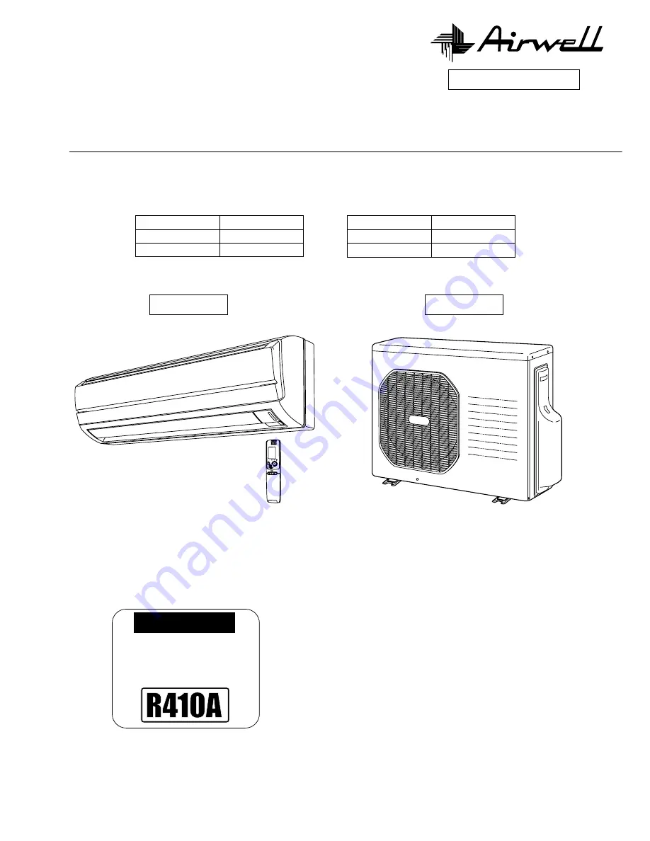 Airwell XV26RCA Technical & Service Manual Download Page 1