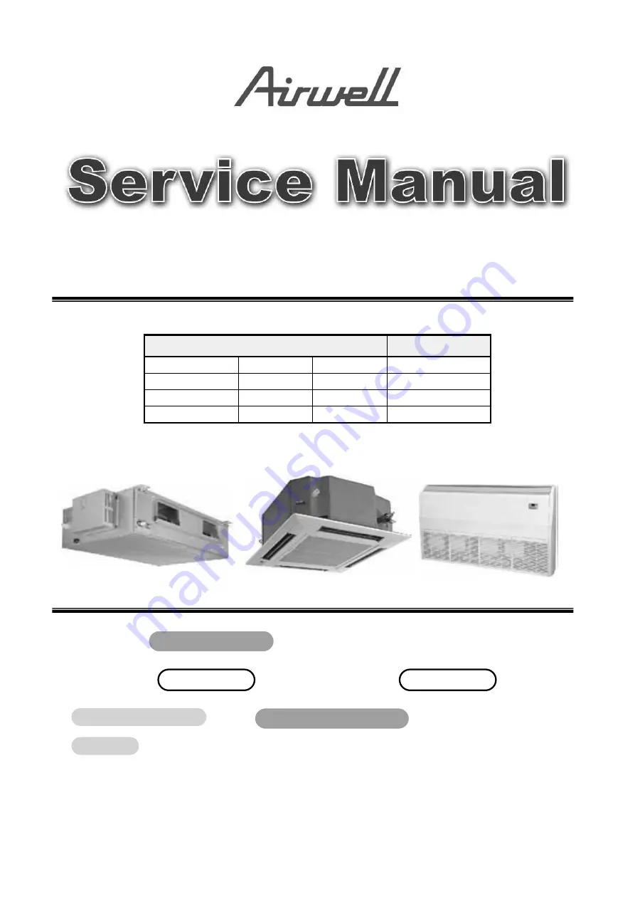 Airwell YUDE024 Service Manual Download Page 1