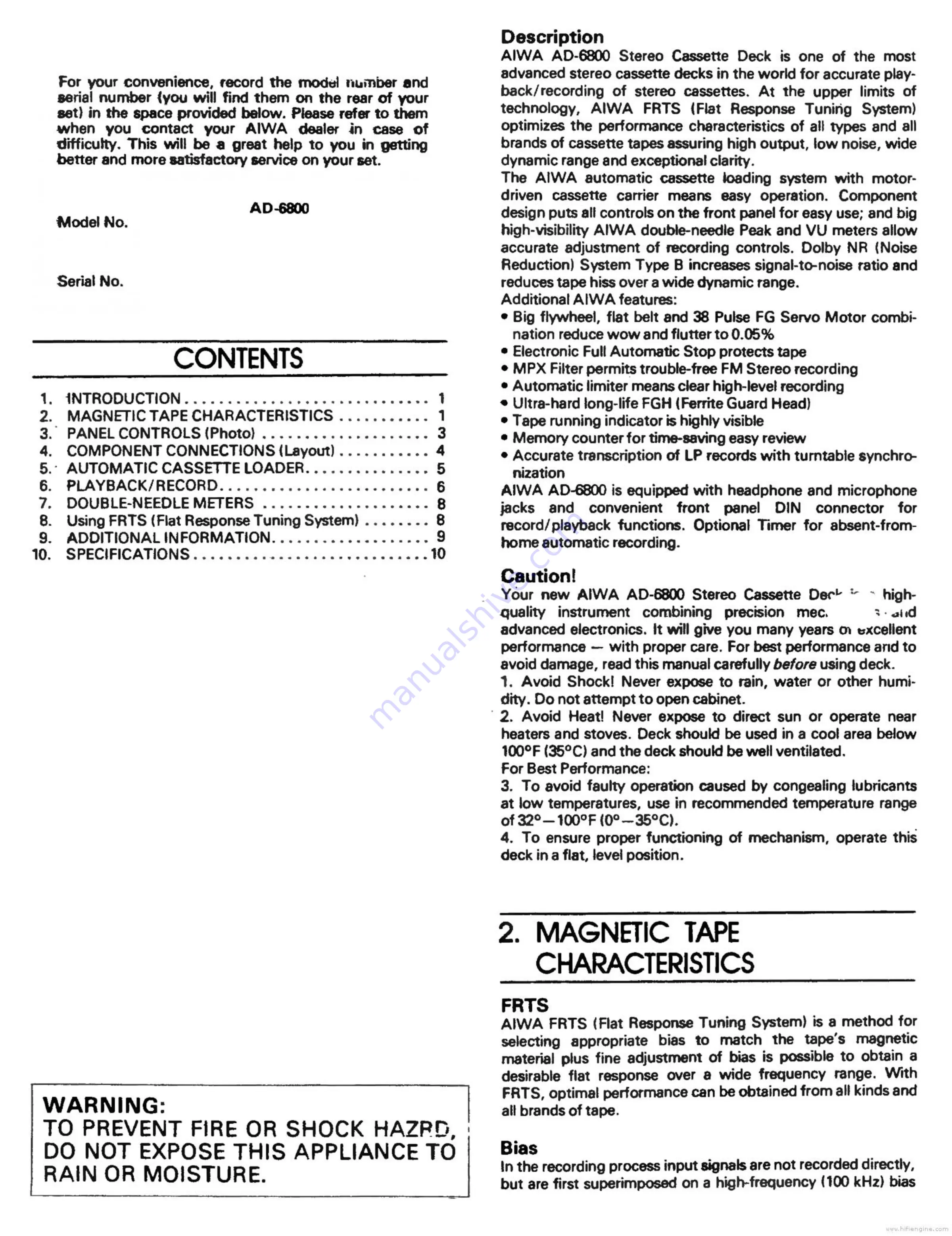 Aiwa AD-6800 Operating Instructions Manual Download Page 2