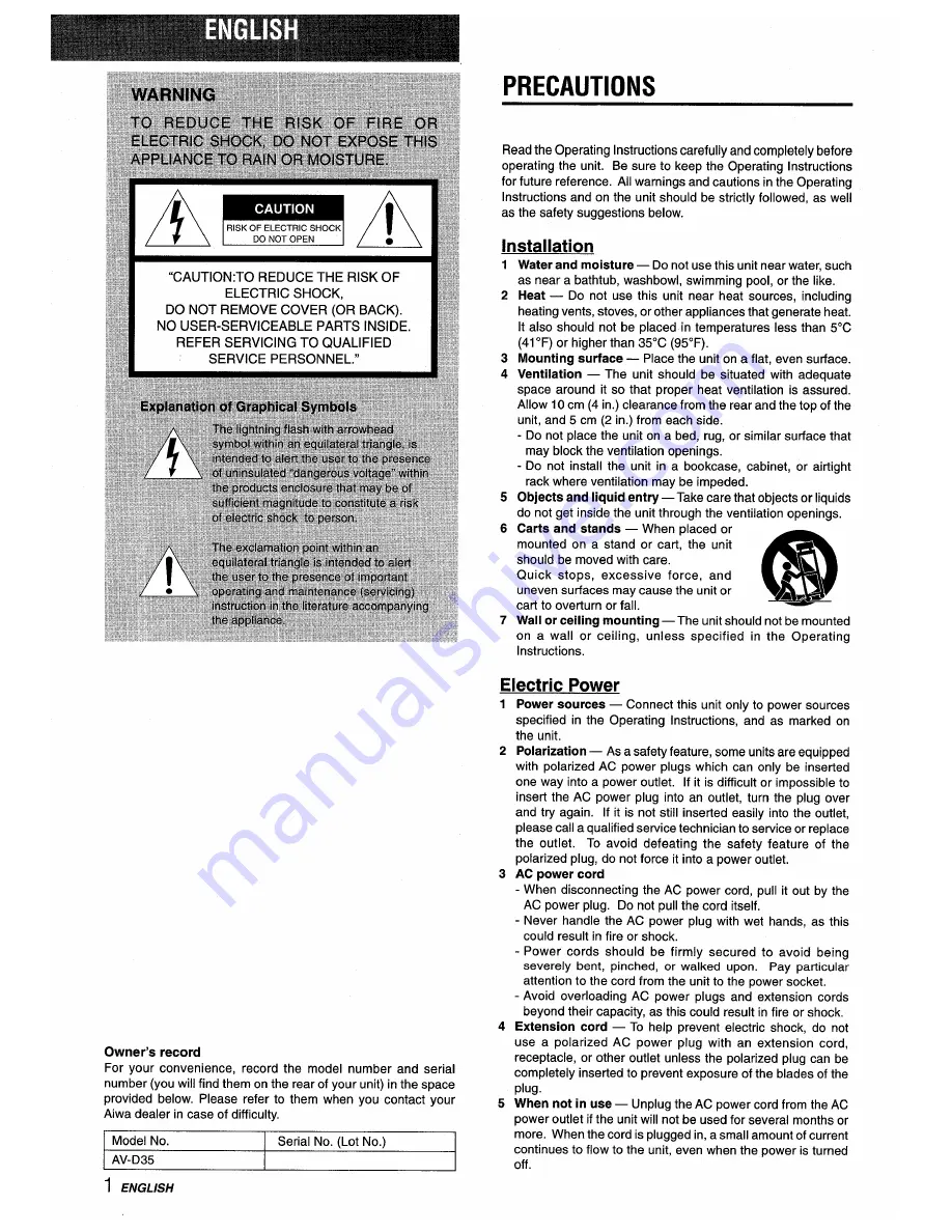 Aiwa AV-D35 Operating Instructions Manual Download Page 2