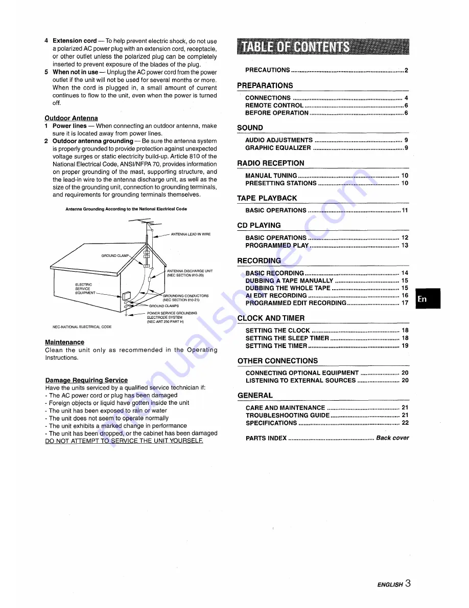 Aiwa CX-NA555 Operating Instructions Manual Download Page 3