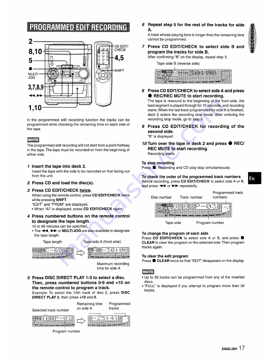 Aiwa CX-NA555 Operating Instructions Manual Download Page 17