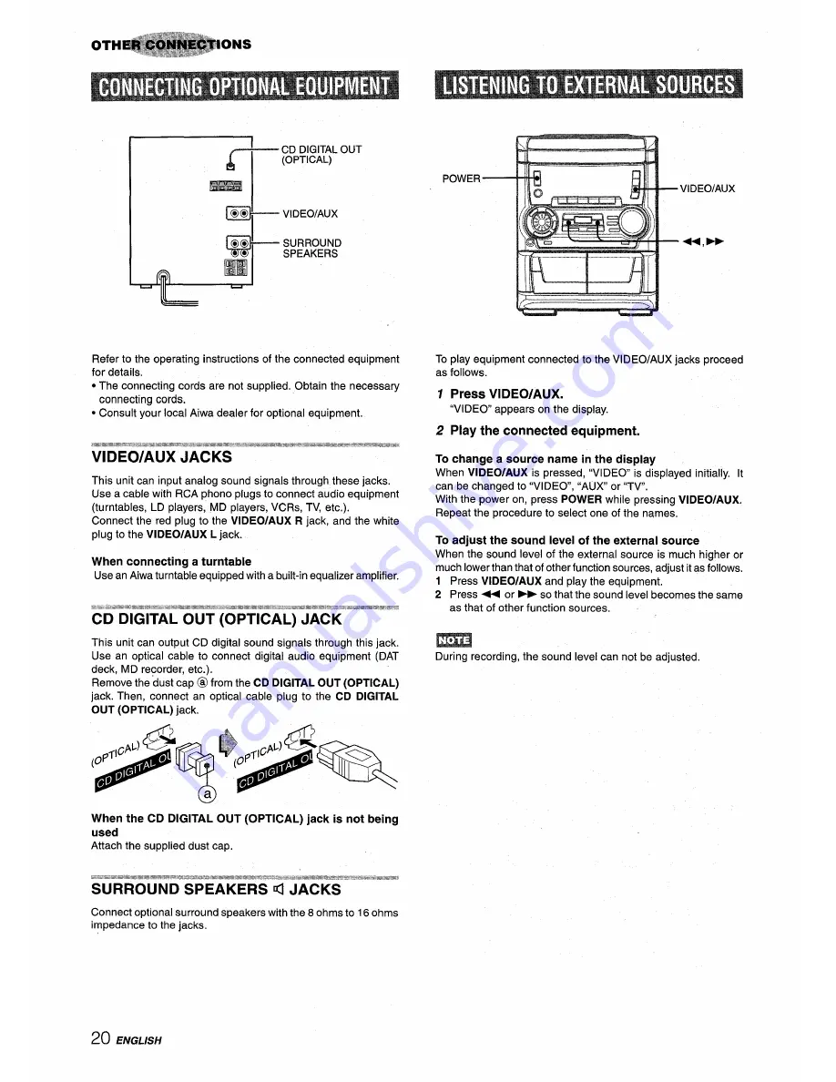 Aiwa CX-NA555 Operating Instructions Manual Download Page 20