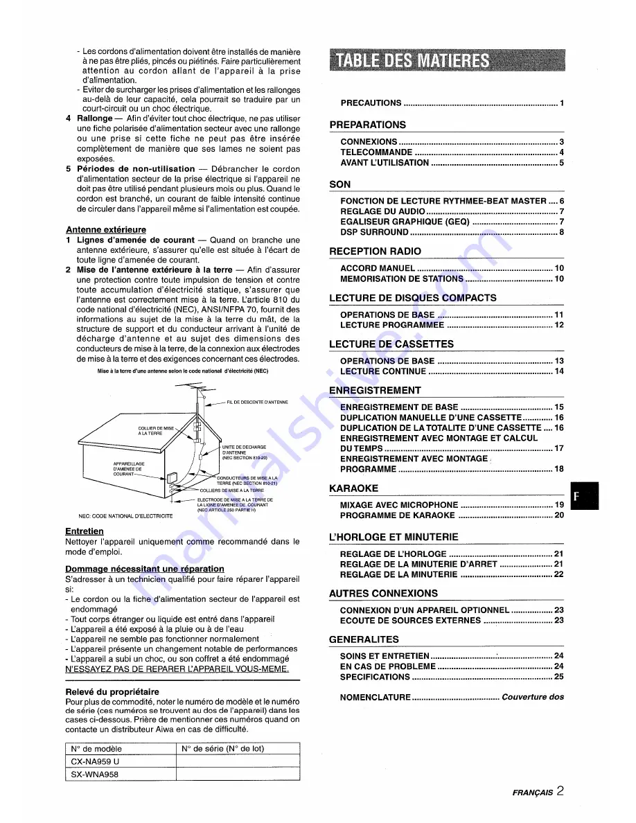 Aiwa CX-NA959 U Operating Instructions Manual Download Page 55