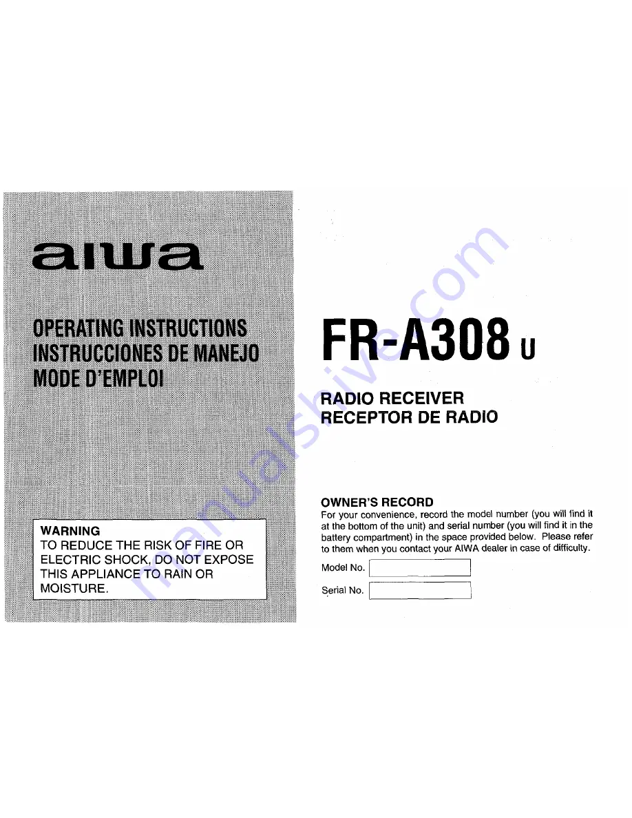 Aiwa FR-A308 Operating Instructions Manual Download Page 1