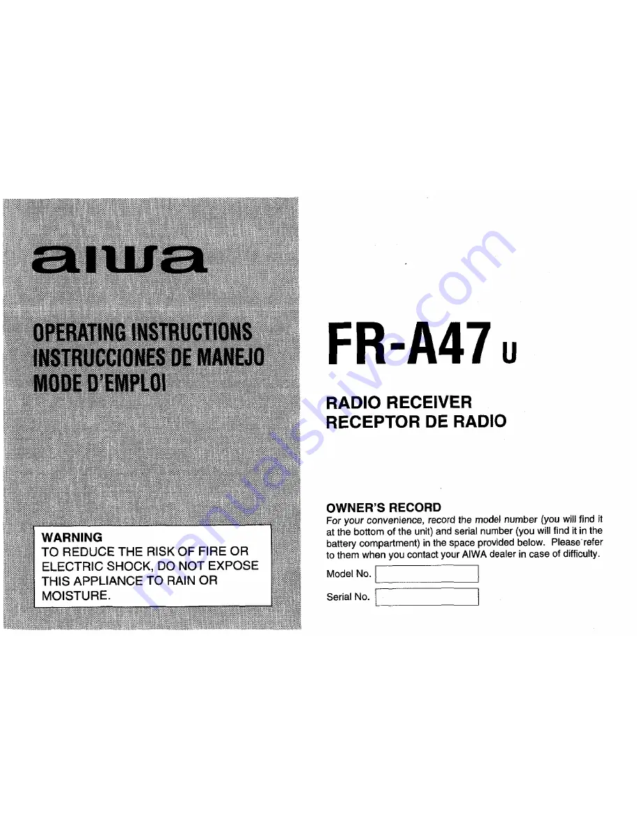 Aiwa FR-A47 Operating Instructions Manual Download Page 1