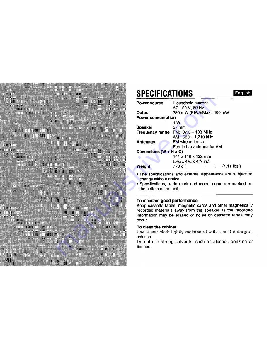 Aiwa FR-A47 Operating Instructions Manual Download Page 20