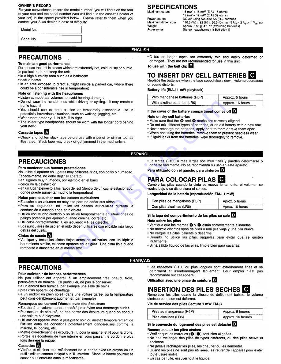 Aiwa HS-GS183 Operating Instructions Download Page 2