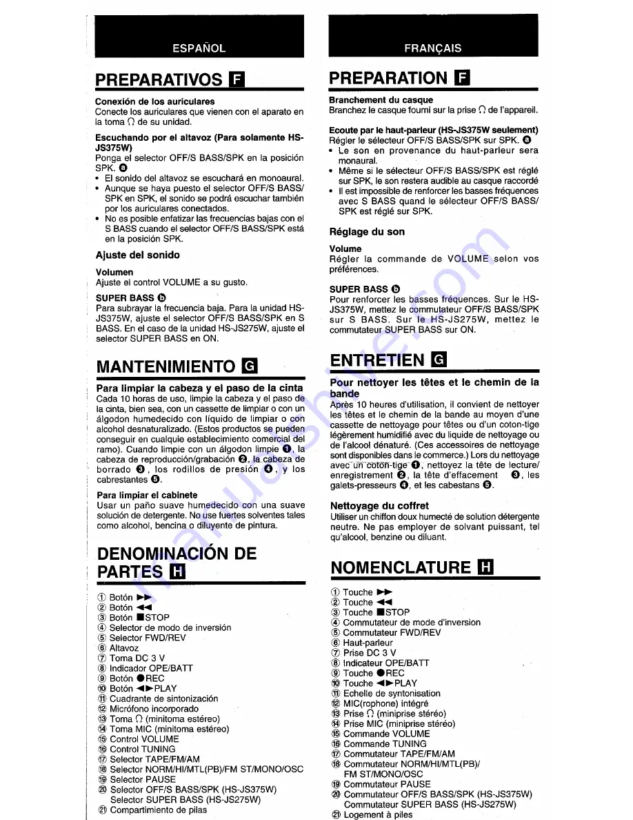 Aiwa HS-JS275 Operating Instructions Manual Download Page 11