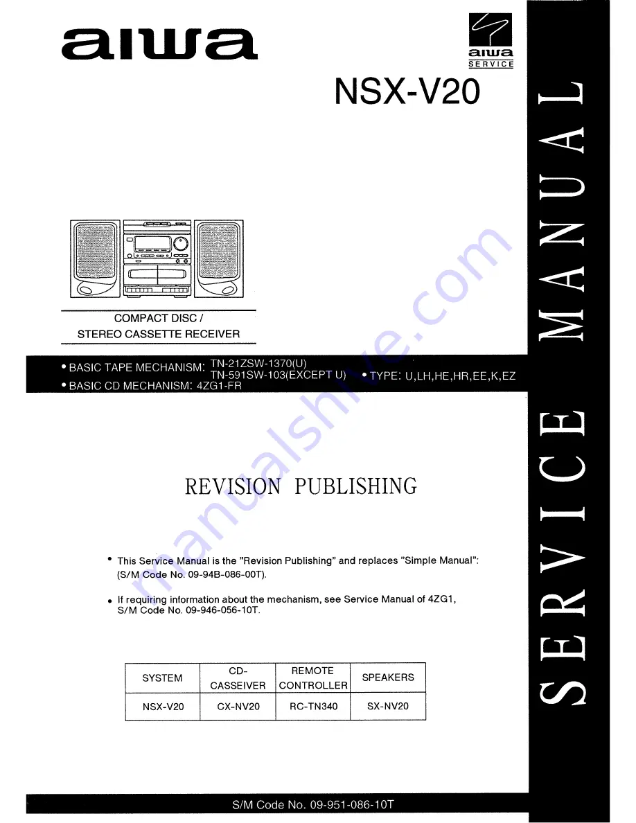 Aiwa NSX-V20 Service Manual Download Page 1