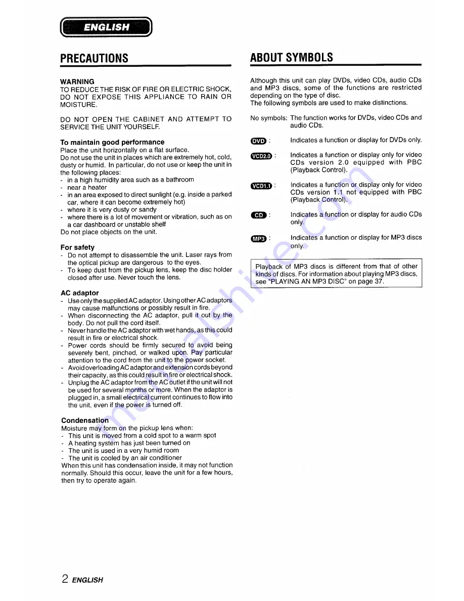 Aiwa XD-DV10 Operating Instructions Manual Download Page 2