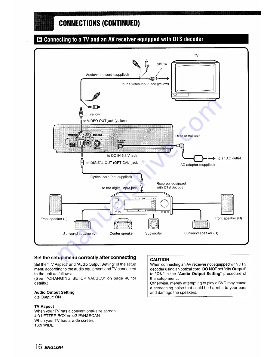 Aiwa XD-DV10 Operating Instructions Manual Download Page 16