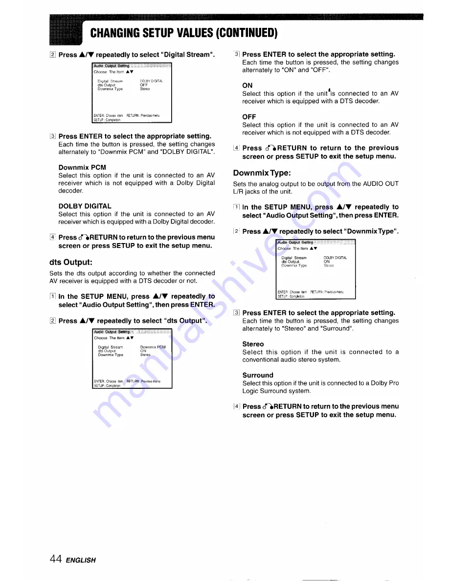 Aiwa XD-DV10 Operating Instructions Manual Download Page 44