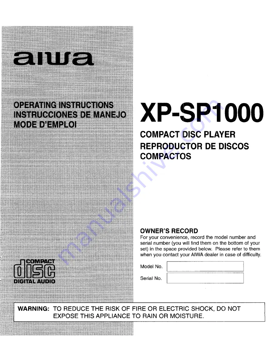 Aiwa XP-SP1000 Operating Instructions Manual Download Page 1