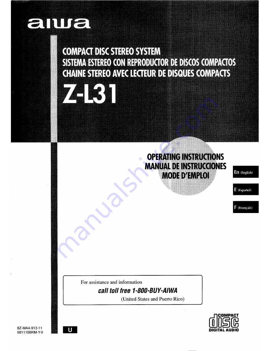 Aiwa Z-L31 Operating Instructions Manual Download Page 1