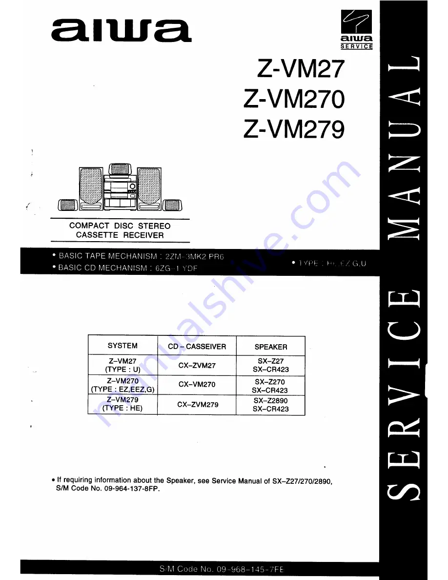 Aiwa Z-VM27 Service Manual Download Page 1