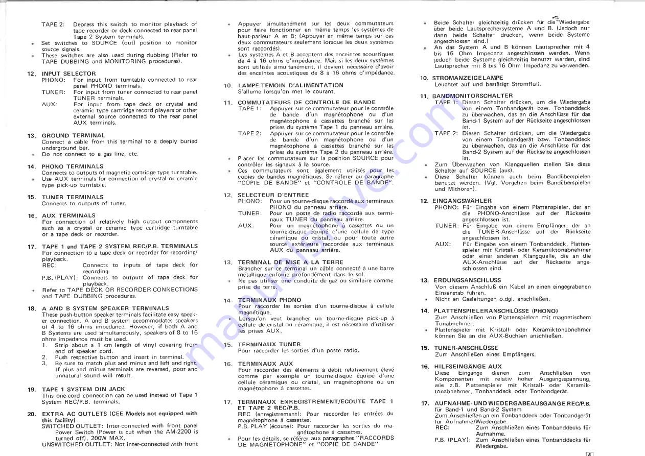 Akai AM-2200 Operator'S Manual Download Page 4