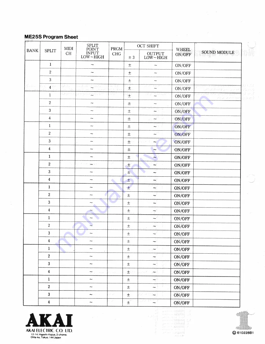 Akai ME25S Operator'S Manual Download Page 12