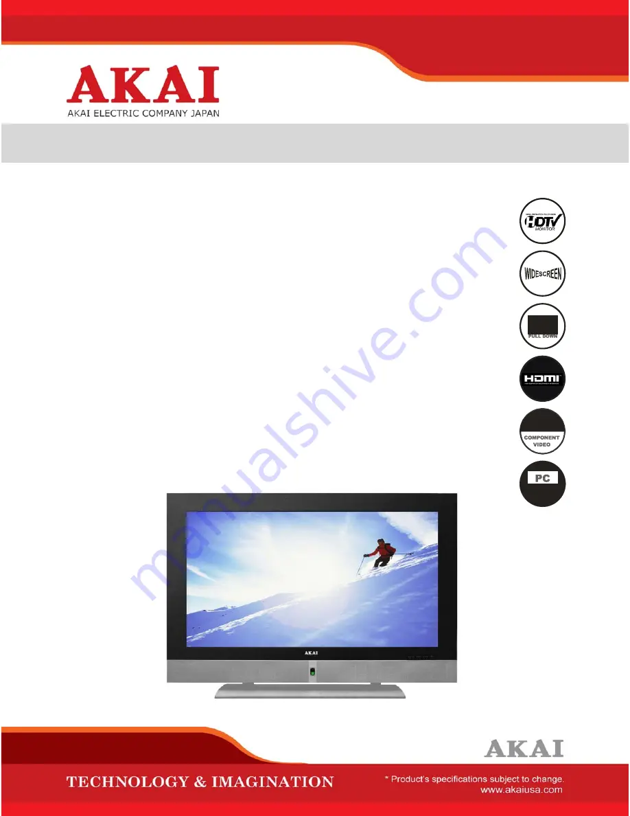 Akai PDP4273M1 Specifications Download Page 1