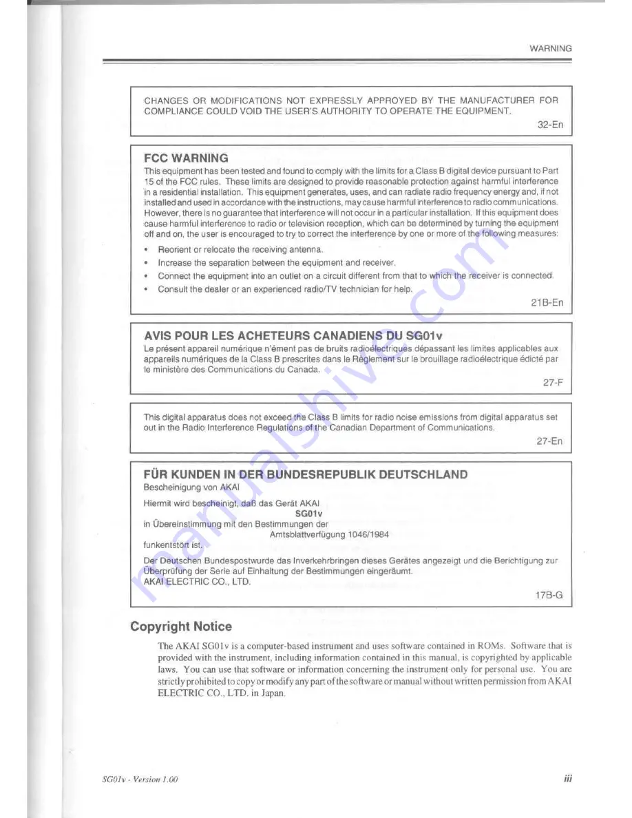 Akai SG01v Operator'S Manual Download Page 4