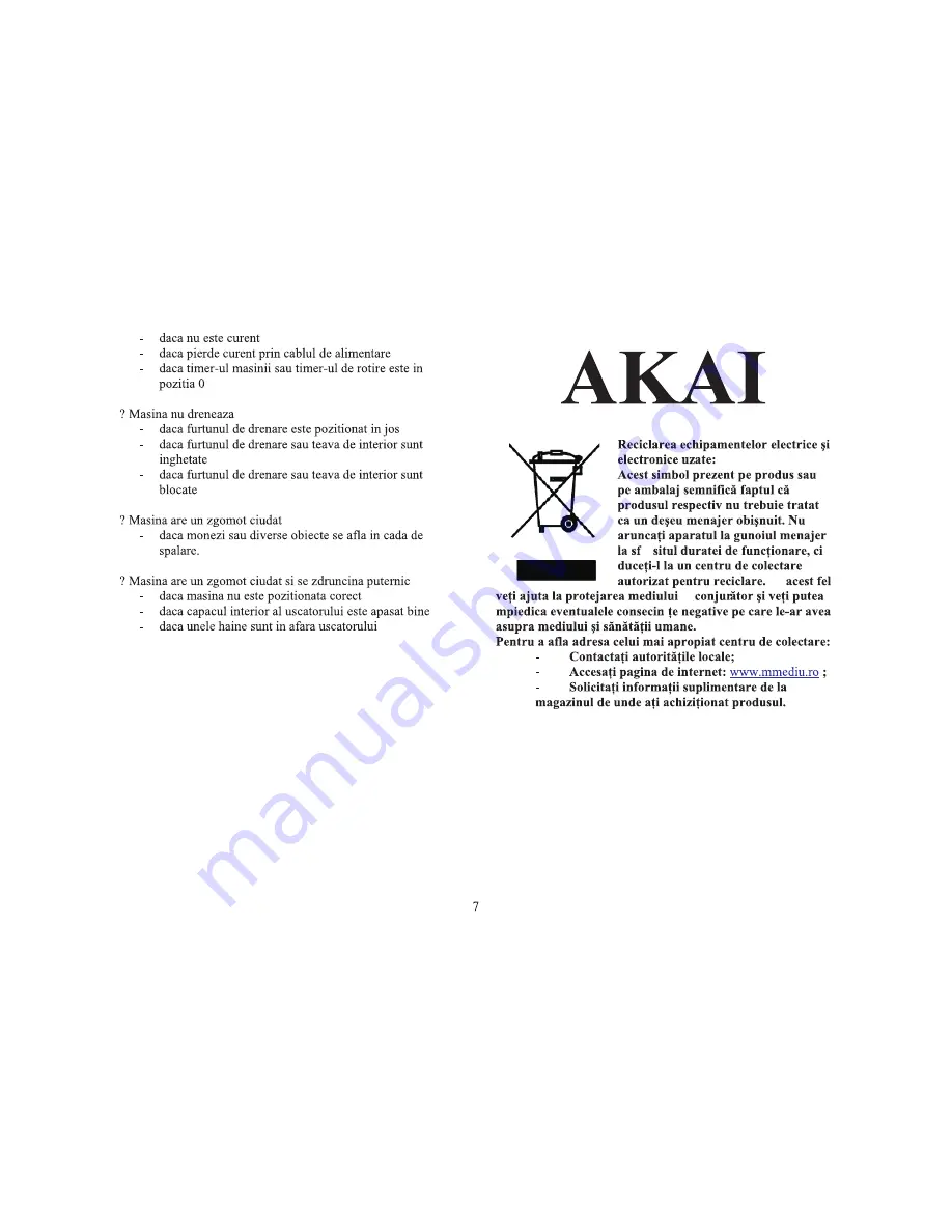 Akai WM003ATW60 Operation Manual Download Page 7