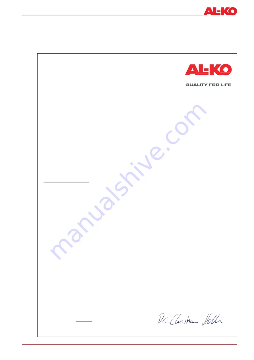 AL-KO AIRSAFE 1200 Operating Manual Download Page 41