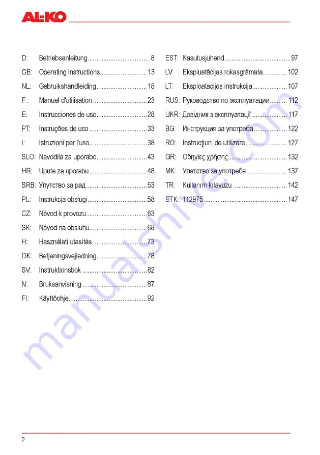 AL-KO Combi Care 32.3 VLE Comfort Operating Instructions Manual Download Page 2