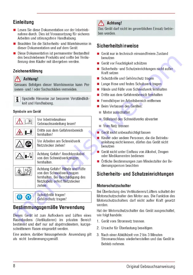 AL-KO Combi Care 32.3 VLE Comfort Operating Instructions Manual Download Page 8