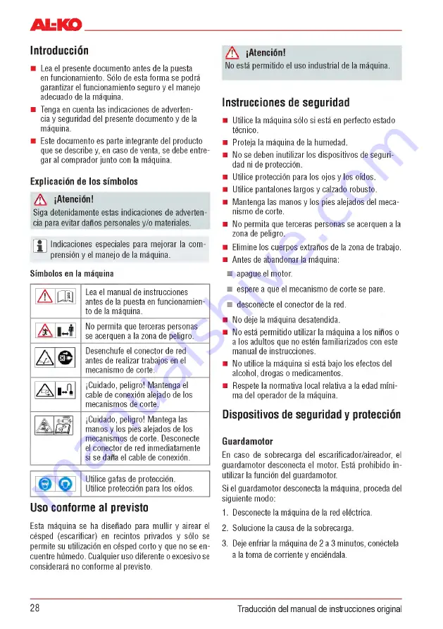 AL-KO Combi Care 32.3 VLE Comfort Operating Instructions Manual Download Page 28