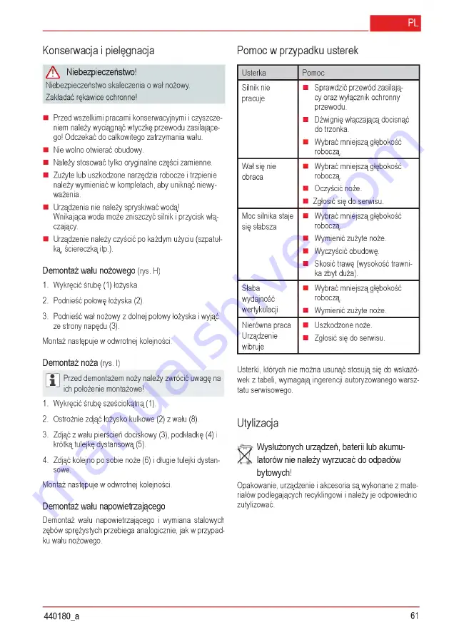 AL-KO Combi Care 32.3 VLE Comfort Operating Instructions Manual Download Page 61