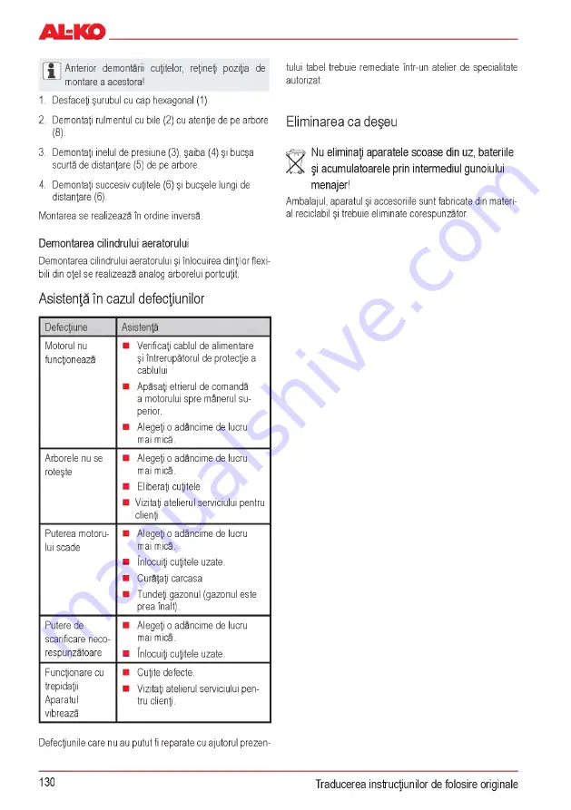 AL-KO Combi Care 32.3 VLE Comfort Operating Instructions Manual Download Page 130