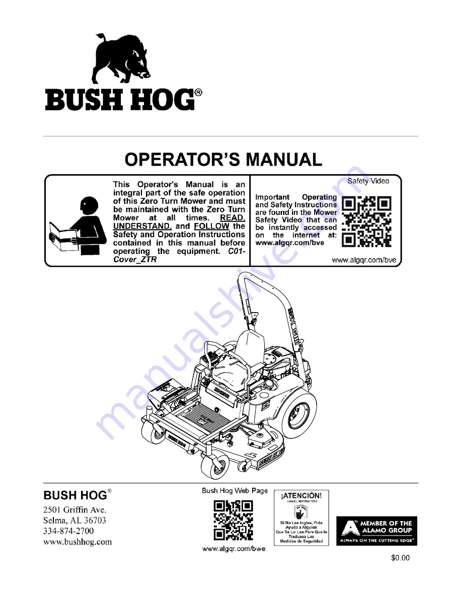 Alamo Bush Hog HDC-3 Series Скачать руководство пользователя страница 1