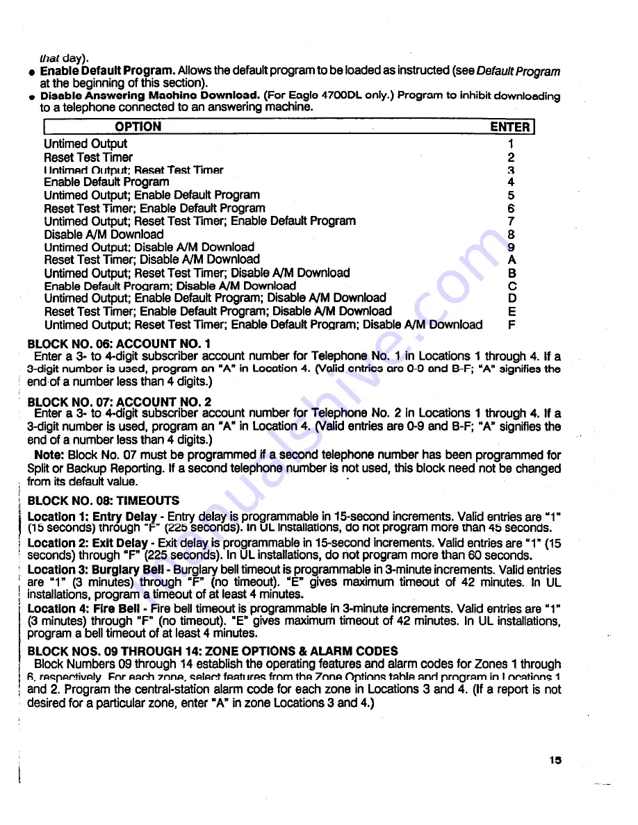 Alarm Lock EAGLE 4700DL Programming Manual Download Page 5