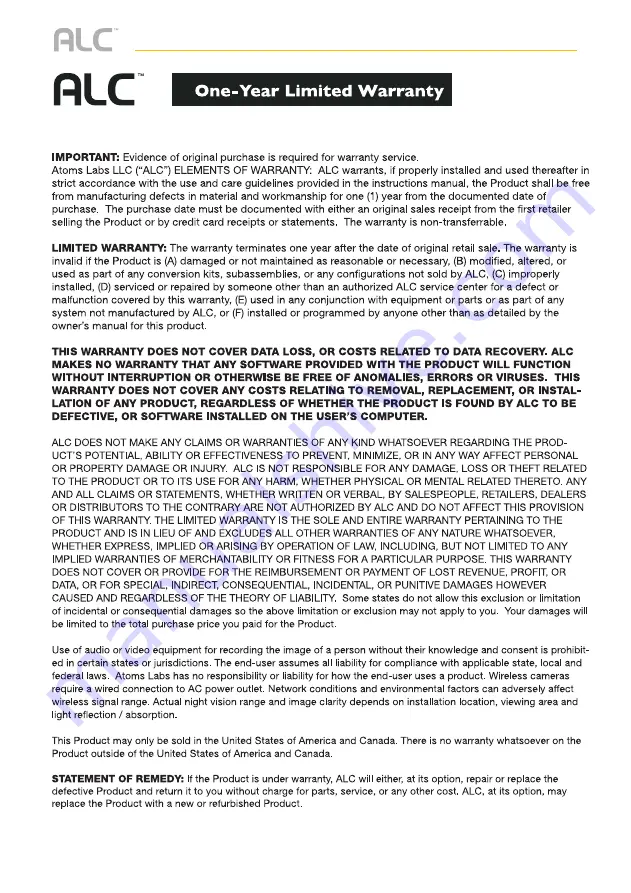 ALC Connect Plus AHS616 User Manual Download Page 34