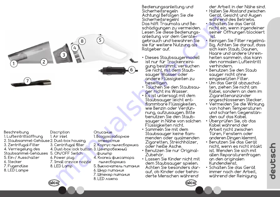 alca VacuCleaner Instruction Manual Download Page 2