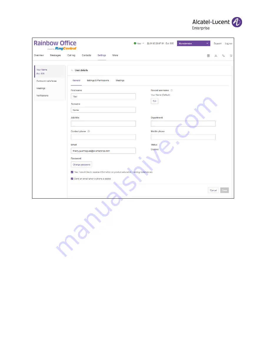 Alcatel-Lucent Rainbow Office User Manual Download Page 37