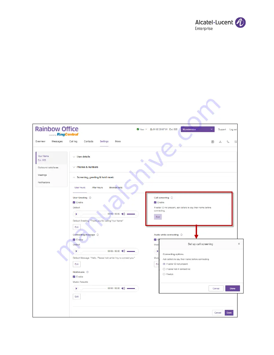 Alcatel-Lucent Rainbow Office User Manual Download Page 50