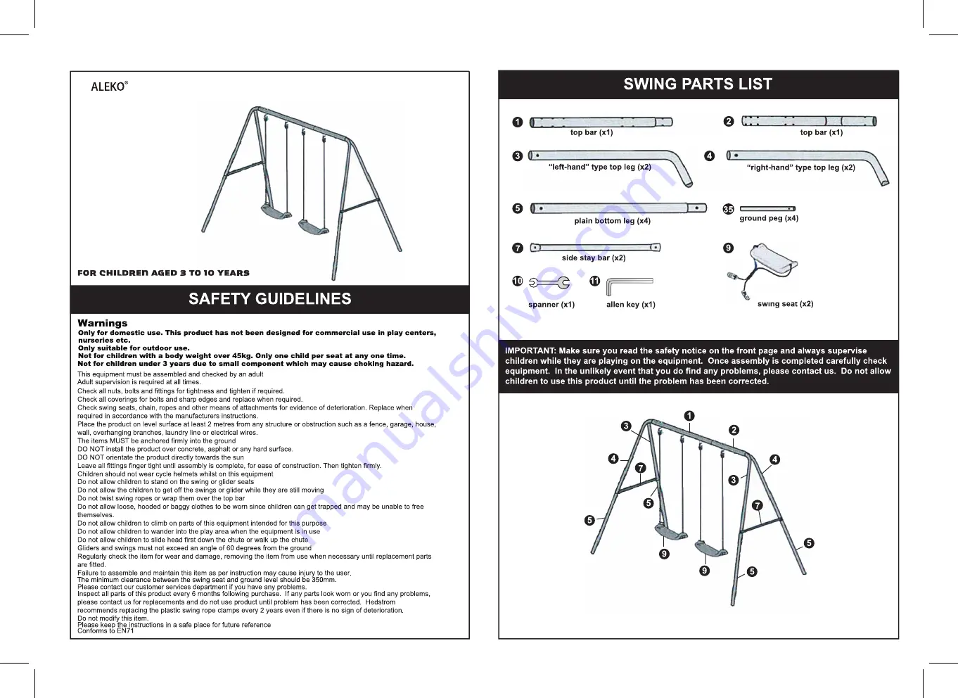 Aleko BSW03 Quick Start Manual Download Page 1