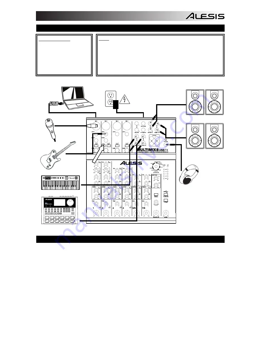 Alesis MULTIMIX 8 USB FX Quick Start Manual Download Page 2