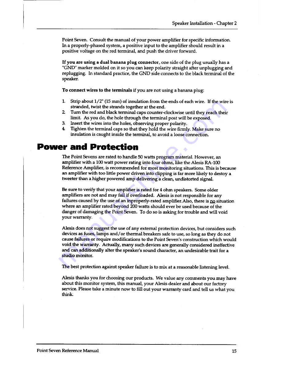 Alesis Point Seven Reference Manual Download Page 13