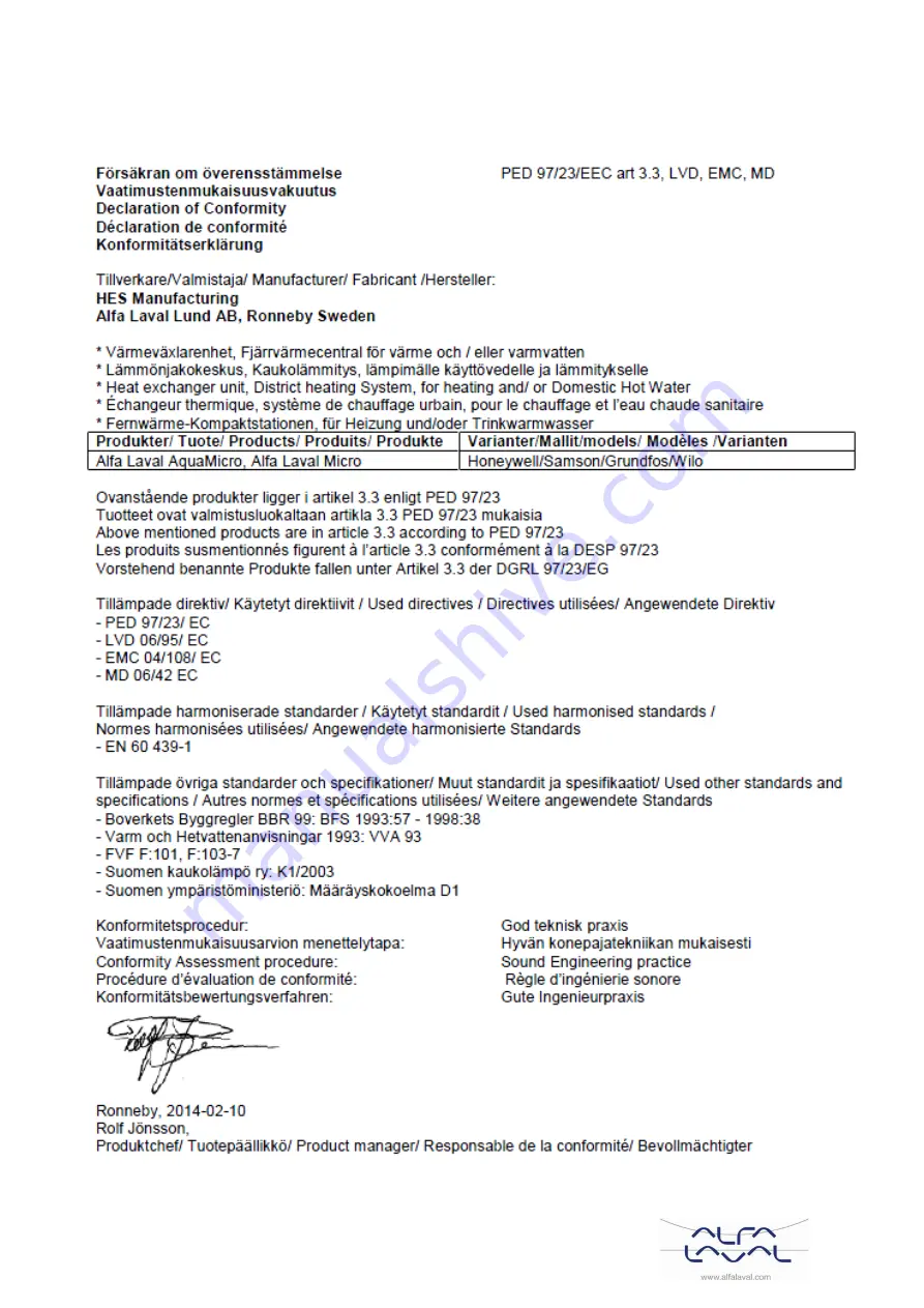 Alfa Laval AquaMicro Installation And Service Instruction Download Page 60