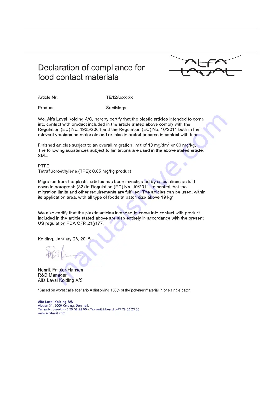 Alfa Laval SaniMega Instruction Manual Download Page 23