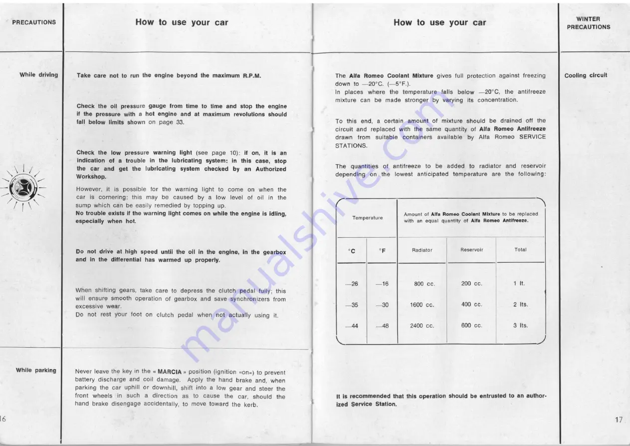 Alfa Romeo 1750 Berlina Instruction Book Download Page 17