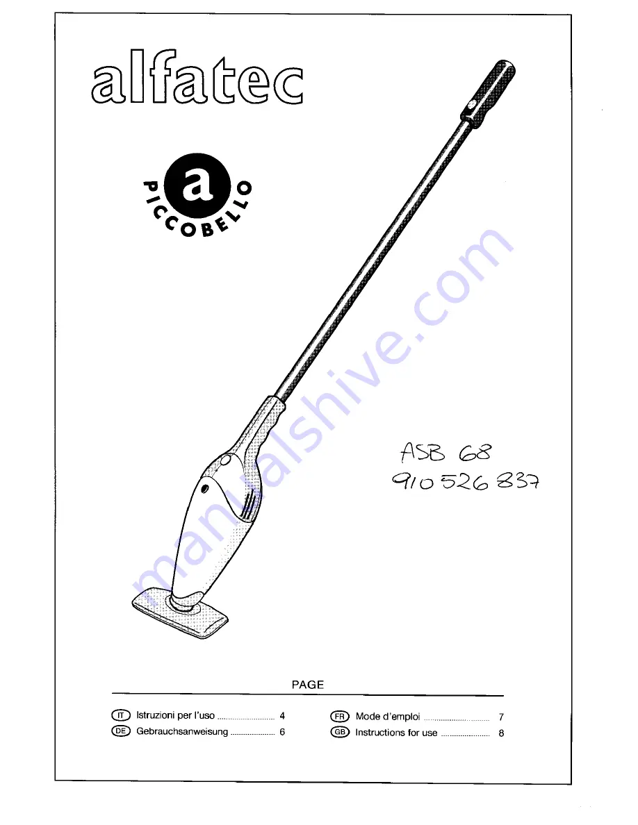 ALFATEC UB168 Instructions For Use Manual Download Page 1