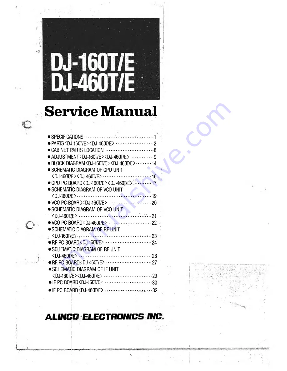 Alinco DJ-160E Скачать руководство пользователя страница 1