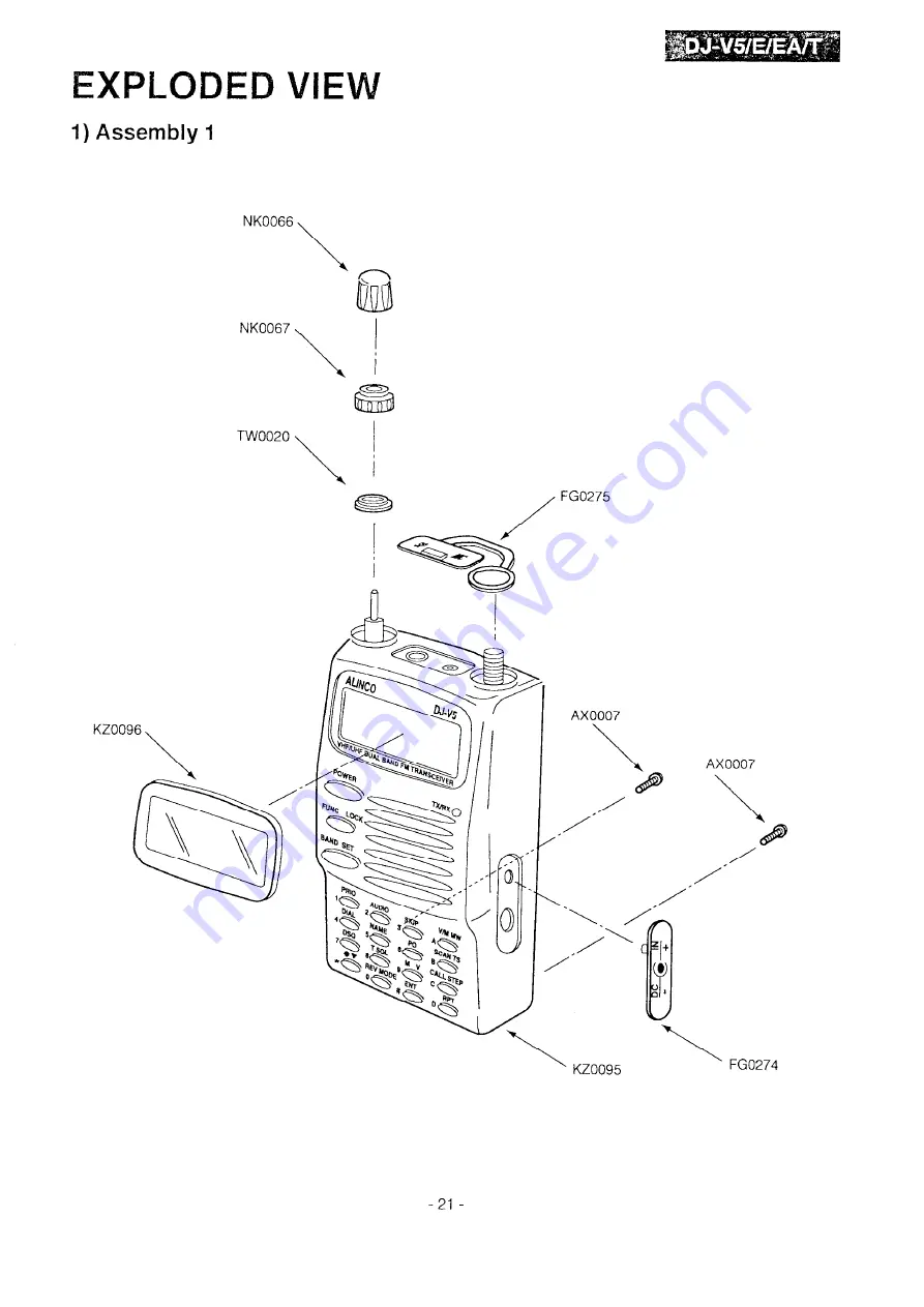 Alinco DJ-V5 Service Manual Download Page 21