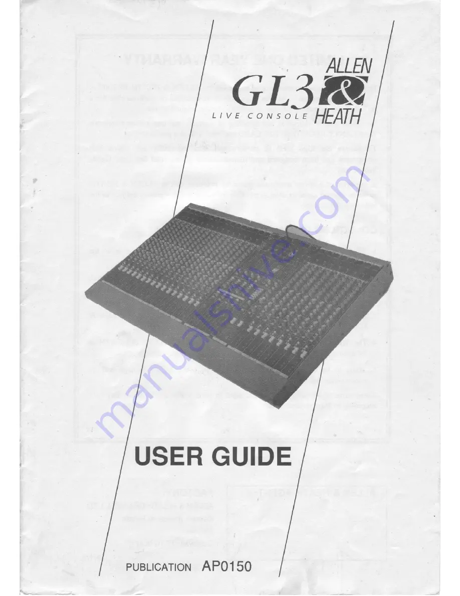 ALLEN & HEATH GL3 User Manual Download Page 1