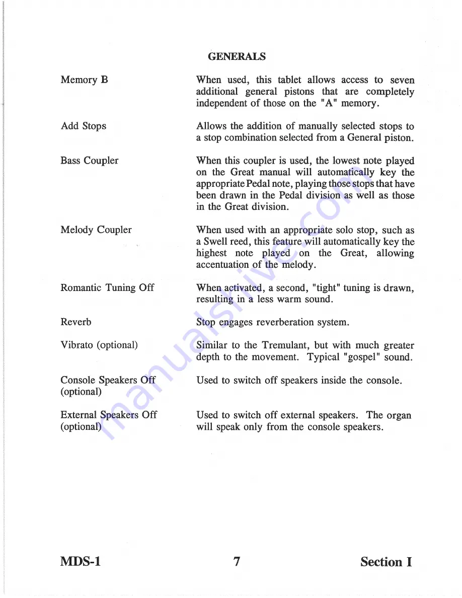 Allen Organ Company MDS-1 Owner'S Manual Download Page 16