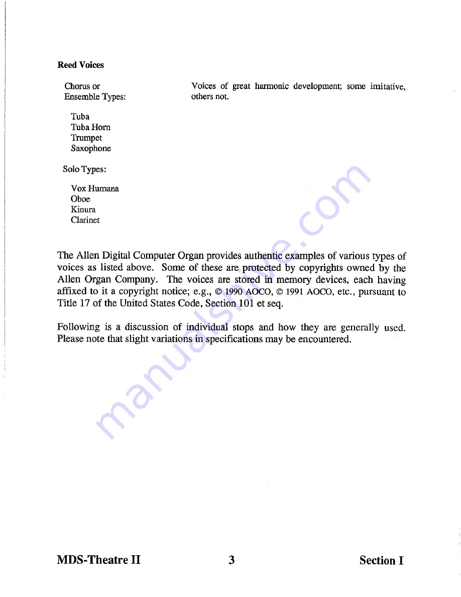 Allen Organ Company MDS THEATRE II User Manual Download Page 10