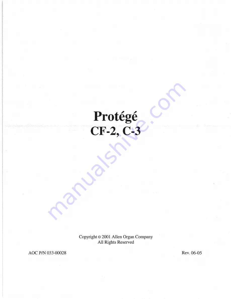 Allen Organ Company Protege C-3 Owner'S Manual Download Page 1